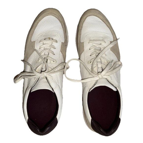 Massimo Dutti Men's White Tan Sneakers Trainers Size 42 or 9 - Picture 2 of 6